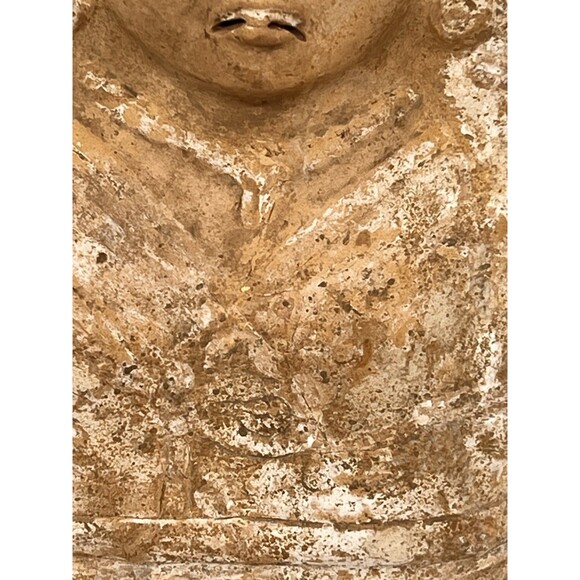 Pre Columbian Jaina Maya Pottery Figure Standing Woman Arms Raised Headdress Lrg - Picture 6 of 16